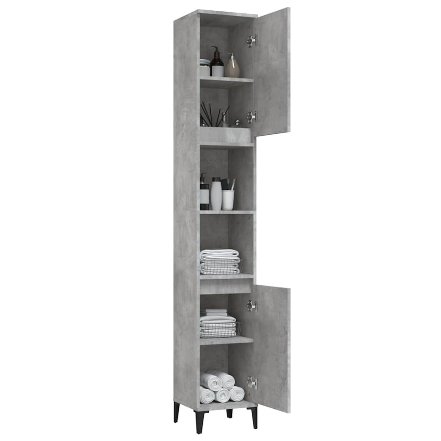 Bathroom Cabinet Concrete Grey 30x30x190 cm Engineered Wood