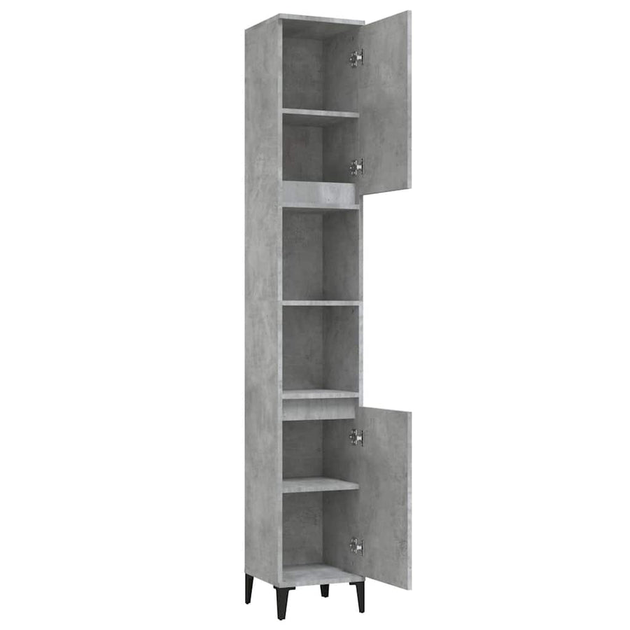 Bathroom Cabinet Concrete Grey 30x30x190 cm Engineered Wood