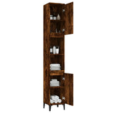 Bathroom Cabinet Smoked Oak 30x30x190 cm Engineered Wood