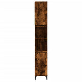 Bathroom Cabinet Smoked Oak 30x30x190 cm Engineered Wood - Close-Up Angle
