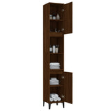 Bathroom Cabinet Brown Oak 30x30x190 cm Engineered Wood - Top-Down View