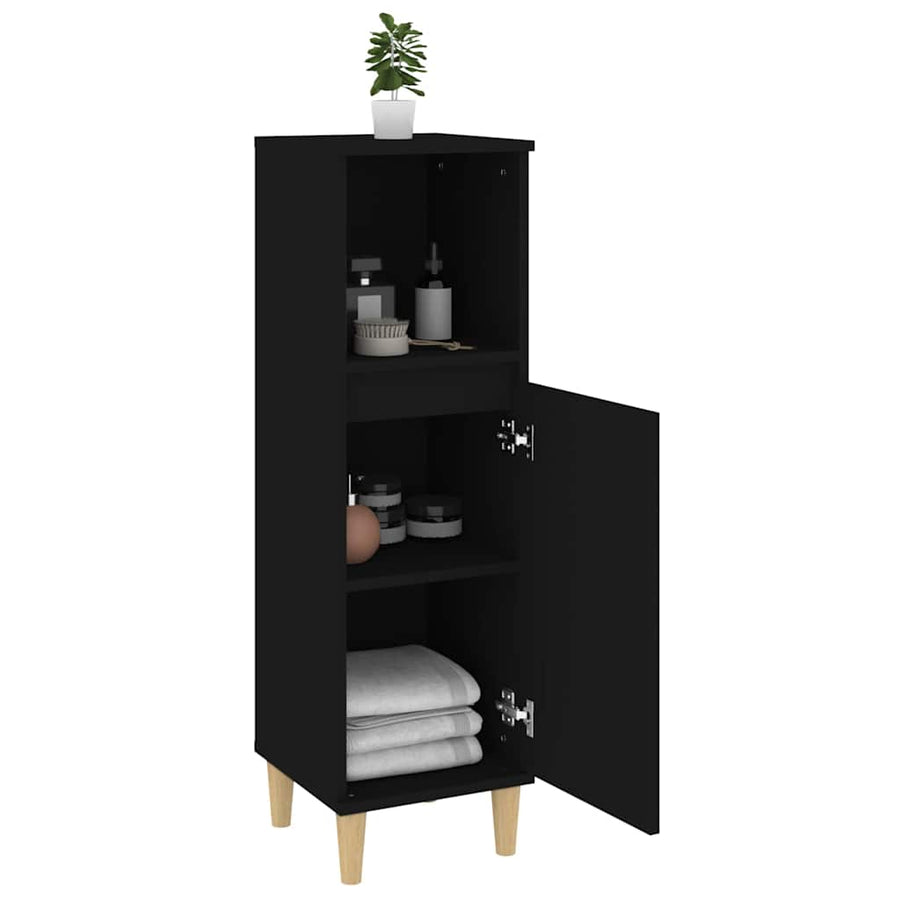 Bathroom Cabinet Black 30x30x100 cm Engineered Wood