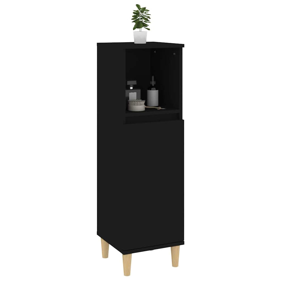 Bathroom Cabinet Black 30x30x100 cm Engineered Wood