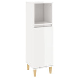 Bathroom Cabinet High Gloss White 30x30x100 cm Engineered Wood - Front View