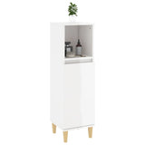Bathroom Cabinet High Gloss White 30x30x100 cm Engineered Wood - 45-Degree Angle