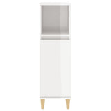 Bathroom Cabinet High Gloss White 30x30x100 cm Engineered Wood - Close-Up Angle