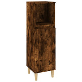 Bathroom Cabinet Smoked Oak 30x30x100 cm Engineered Wood - Front View