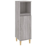 Bathroom Cabinet Grey Sonoma 30x30x100 cm Engineered Wood - Front View