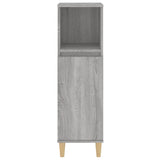Bathroom Cabinet Grey Sonoma 30x30x100 cm Engineered Wood - Close-Up Angle