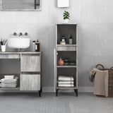 Bathroom Cabinet Concrete Grey 30x30x100 cm Engineered Wood - Side View