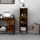 Bathroom Cabinet Smoked Oak 30x30x100 cm Engineered Wood - Side View