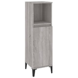 Bathroom Cabinet Grey Sonoma 30x30x100 cm Engineered Wood - Front View