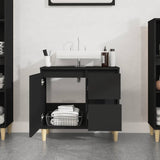 Bathroom Cabinet Black 65x33x60 cm Engineered Wood - Side View