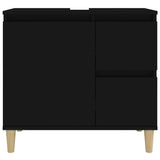 Bathroom Cabinet Black 65x33x60 cm Engineered Wood - Close-Up Angle