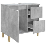 Bathroom Cabinet Concrete Grey 65x33x60 cm Engineered Wood - Rear View