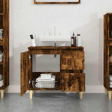 Bathroom Cabinet Smoked Oak 65x33x60 cm Engineered Wood - Side View