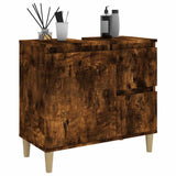 Bathroom Cabinet Smoked Oak 65x33x60 cm Engineered Wood - 45-Degree Angle