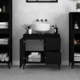 Bathroom Cabinet Black 65x33x60 cm Engineered Wood - Side View
