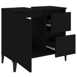 Bathroom Cabinet Black 65x33x60 cm Engineered Wood - Rear View