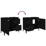 Bathroom Cabinet Black 65x33x60 cm Engineered Wood - Extra Image