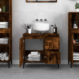 Bathroom Cabinet Smoked Oak 65x33x60 cm Engineered Wood - Side View
