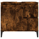Bathroom Cabinet Smoked Oak 65x33x60 cm Engineered Wood - Close-Up Angle