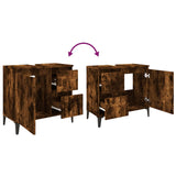 Bathroom Cabinet Smoked Oak 65x33x60 cm Engineered Wood - Extra Image