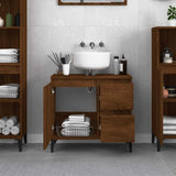 Bathroom Cabinet Brown Oak 65x33x60 cm Engineered Wood - Side View