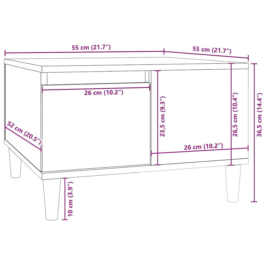Coffee Table Sonoma Oak 55x55x36.5 cm Engineered Wood