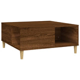 Coffee Table Brown Oak 80x80x36.5 cm Engineered Wood - Front View