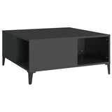 Coffee Table Black 80x80x36.5 cm Engineered Wood - Front View
