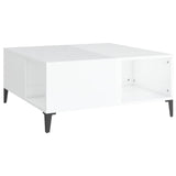 Coffee Table High Gloss White 80x80x36.5 cm Engineered Wood - Front View