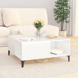 Coffee Table High Gloss White 80x80x36.5 cm Engineered Wood - Side View