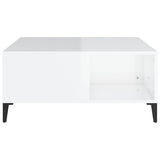 Coffee Table High Gloss White 80x80x36.5 cm Engineered Wood - 45-Degree Angle