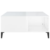Coffee Table High Gloss White 80x80x36.5 cm Engineered Wood