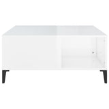 Coffee Table High Gloss White 80x80x36.5 cm Engineered Wood - Rear View