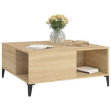 Coffee Table Sonoma Oak 80x80x36.5 cm Engineered Wood - Top-Down View