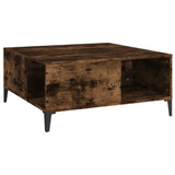 Coffee Table Smoked Oak 80x80x36.5 cm Engineered Wood - Front View