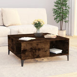Coffee Table Smoked Oak 80x80x36.5 cm Engineered Wood - Side View