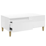 Coffee Table High Gloss White 90x50x36.5 cm Engineered Wood - Rear View