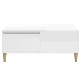 Coffee Table High Gloss White 90x50x36.5 cm Engineered Wood - Close-Up Angle