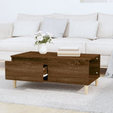 Coffee Table Brown Oak 90x50x36.5 cm Engineered Wood - Side View