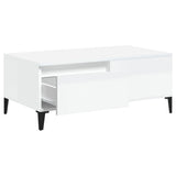Coffee Table High Gloss White 90x50x36.5 cm Engineered Wood - Close-Up Angle