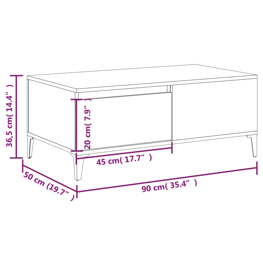 Coffee Table Sonoma Oak 90x50x36.5 cm Engineered Wood