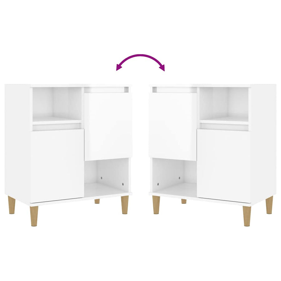 Sideboard High Gloss White 60x35x70 cm Engineered Wood