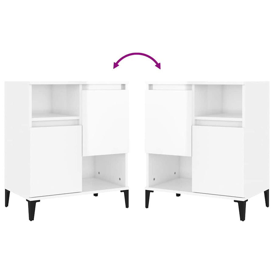 Sideboard High Gloss White 60x35x70 cm Engineered Wood