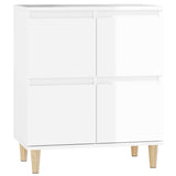 Sideboard High Gloss White 60x35x70 cm Engineered Wood - Front View