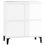 Sideboard High Gloss White 60x35x70 cm Engineered Wood - Front View