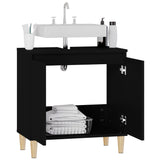 Sink Cabinet Black 58x33x60 cm Engineered Wood - 45-Degree Angle