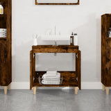 Sink Cabinet Smoked Oak 58x33x60 cm Engineered Wood - Side View